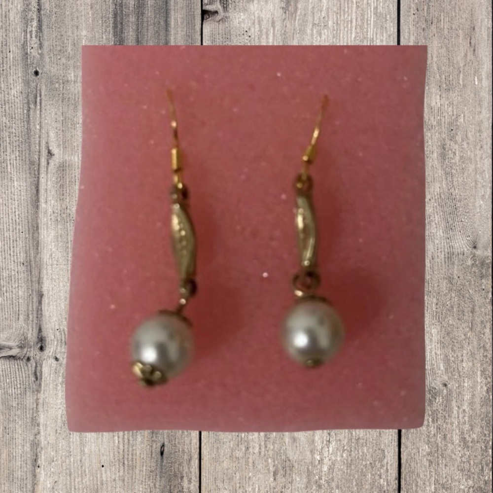 Gold and Silver Pearl Dangle Earrings